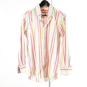 LUCHIANO VISCONTI – Men’s Striped Dress Shirt: S